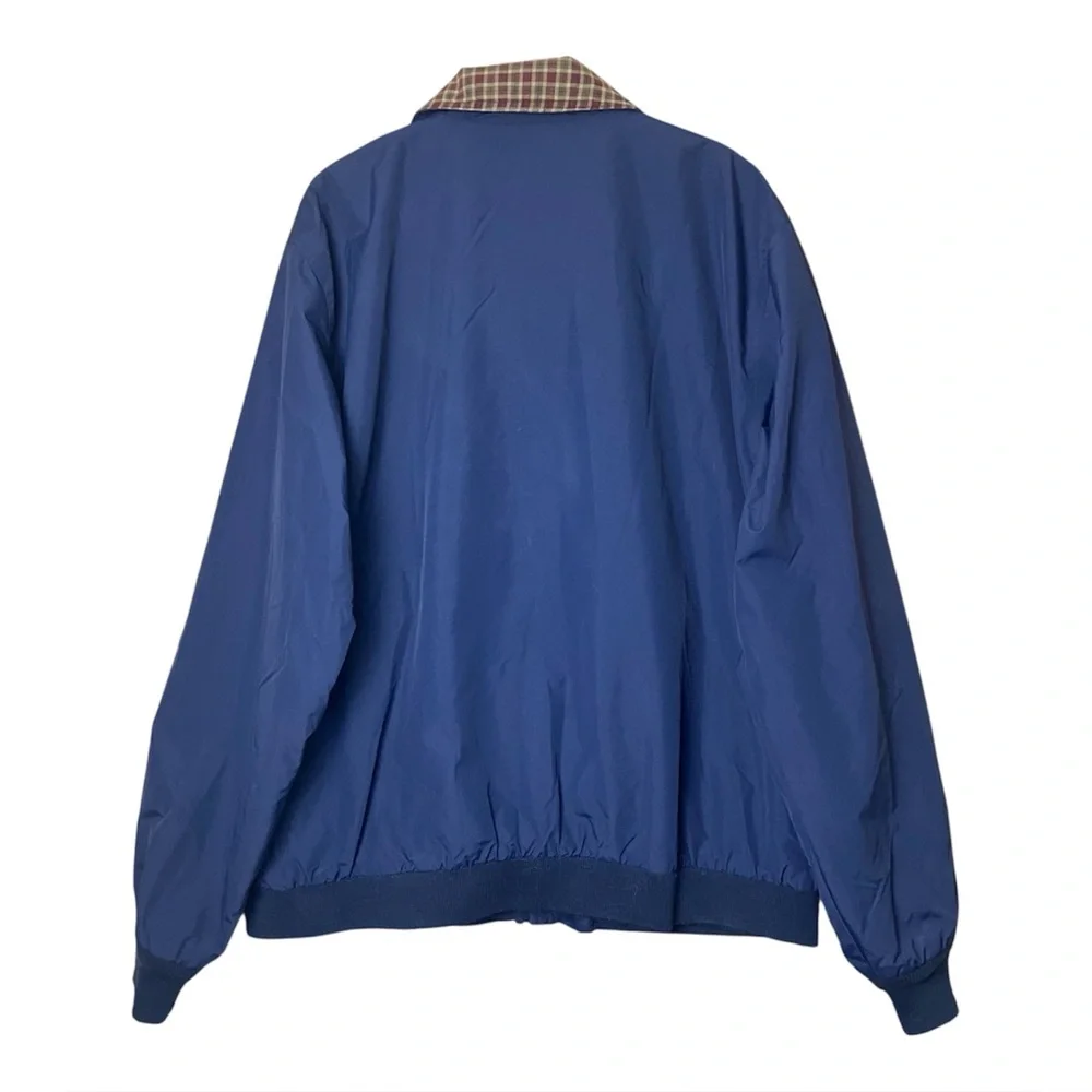 L.L. Bean Warm-Up Bomber Jacket Plaid Lined Navy Blue Mens L Classic Outdoor - Picture 3 of 5